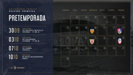Calendario de los últimos amistosos de Osasuna Promesas.