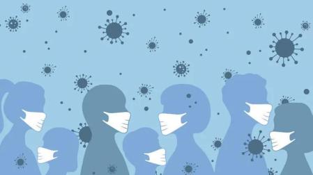 Ilustración de varias personas con mascarilla.