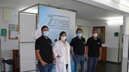 Una empresa cirbonera crea un túnel de desinfección con agua frente a la covid