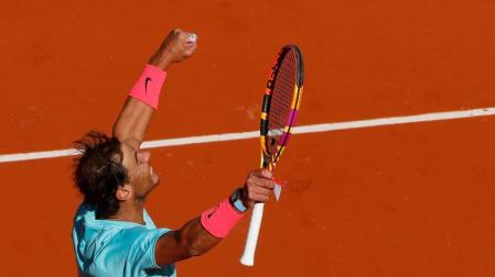 Rafa Nadal celebra un punto ante Korda.