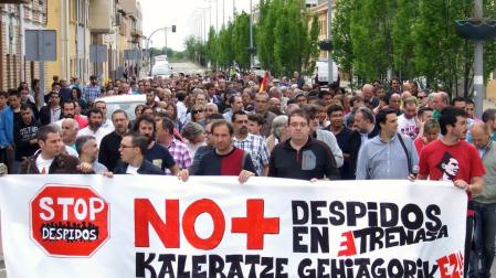 Manifiestación contra el despido de empleados de Trenasa