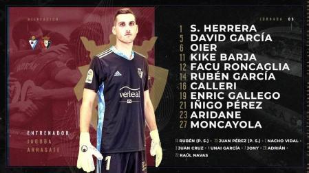 Once de Osasuna ante el Eibar.