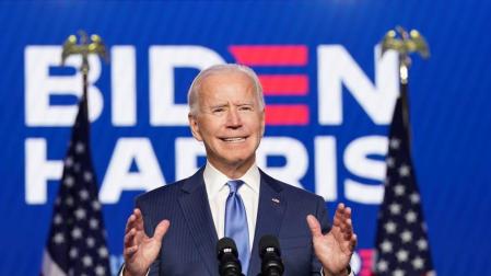 Biden, durante su intervención este viernes por la noche en Wilmington.