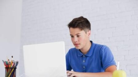 Imagen de un joven estudiando en casa