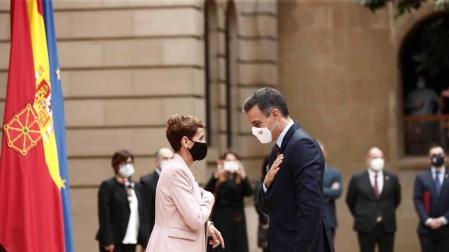 El presidente del Gobierno, Pedro Sánchez, acudió a Pamplona este viernes 13 de noviembre para reunirse con María Chivite y presentar el plan 'España Puede'.