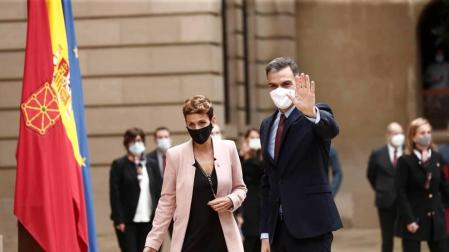 El presidente del Gobierno, Pedro Sánchez, acudió a Pamplona este viernes 13 de noviembre para reunirse con María Chivite y presentar el plan 'España Puede'.