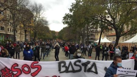 Manifestación del sector hostelero en Pamplona.