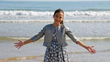 Melani García, durante la grabación del videoclip de 'Marte', la canción con la que representó a España Eurovisión Junior 2019.