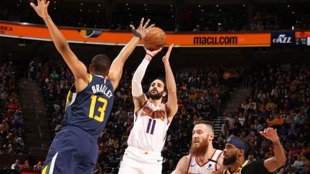 Ricky Rubio, en un momento del encuentro ante Utah.