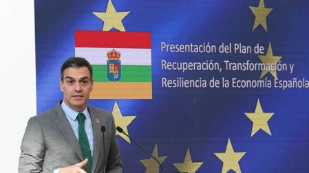 Sánchez presenta el Plan de Recuperación, Transformación y Resiliencia de la Economía Española en Agoncillo (La Rioja).