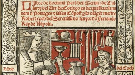 Ilustración de portada del 'Llibre del Coch', 1520. Biblioteca de catalunya