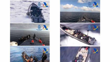 Capturas del vídeo de la persecución de la narcolancha.