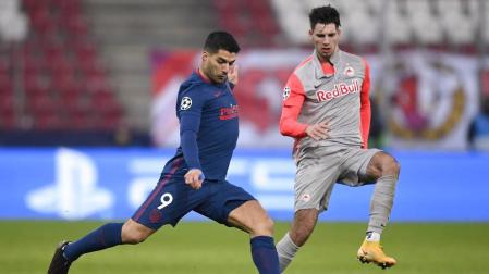 Luis Suárez, en un momento del partido contra el Salzburgo