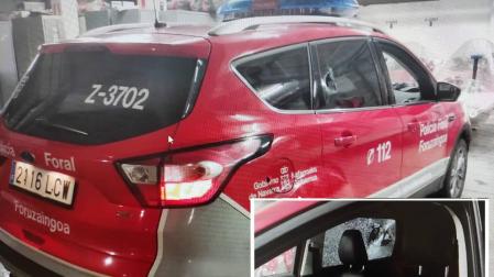 Tiran una botella a un coche de Policía Foral en Etxarri Aranatz