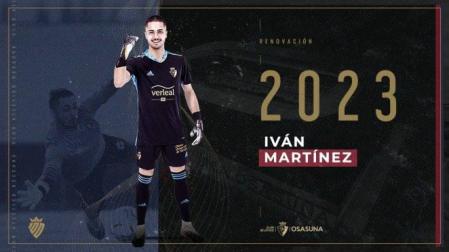 Osasuna confirma la renovación de Iván Martínez