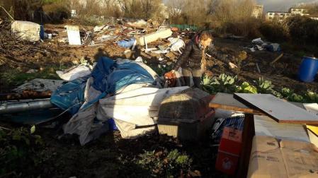 Derriban la huerta 'okupa' en la que vivía una pamplonesa