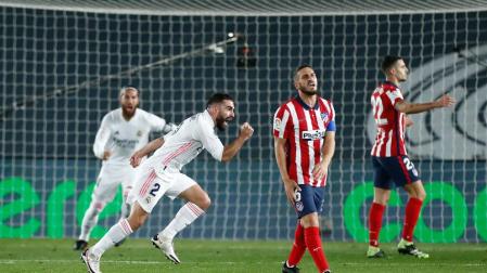 Carvajal celebra su gol ante el Atlético de Madrid