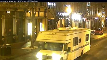 Autocaravana utilizada para un atentado con bomba en Nashville, Tennessee, Estados Unidos.