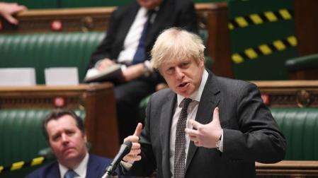 Boris Johnson interviene en la Cámara de los Comunes británica.