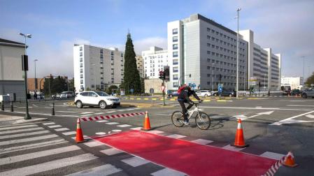 Señalización en el carril bici de Pío XII.