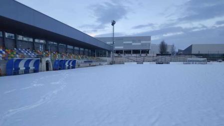 El campo de la Mutilvera, cubierto por la nieve.