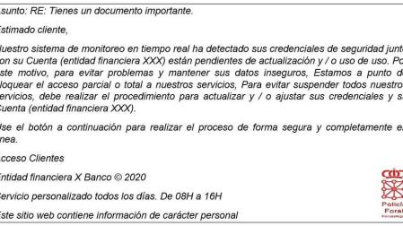 Alerta de nuevas estafas a particular y empresas mediante el sistema del "phising"