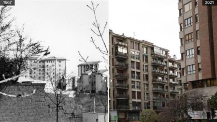 Foto de la avenida de Zaragoza en 1967 y en la actualidad.
