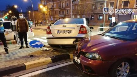 Accidente entre dos coches en Pamplona, el pasado fin de semana
