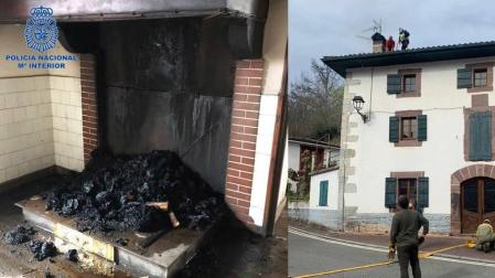 La Policía Nacional sofoca un incendio en una casa de Valcarlos