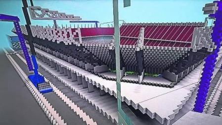 Reconstrucción del estadio de El Sadar con el videojuego Minecraft, realizada por Kimetz Arguiñariz Vital.