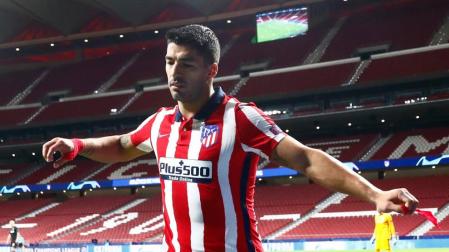 Luis Suárez, en el encuentro ante el Salzburgo en el Wanda.