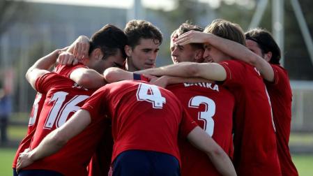 Los jugadores de Osasuna Promesas celebran un gol en un partido anterior.