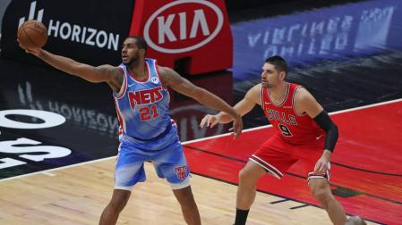 LaMarcus Aldridge, con la camiseta de los Nets.