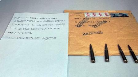 Marlaska, Iglesias y María Gámez reciben cartas con cartuchos de bala