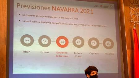 Elma Saiz durante la comparecencia por la publicación del PIB.