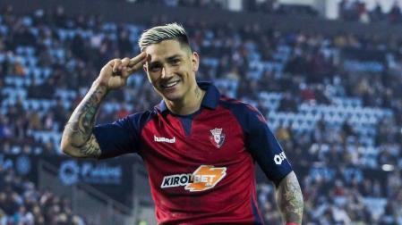 El Chimy Ávila celebra el gol conseguido el domingo ante el Celta de Vigo.