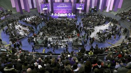 Imágenes de la primera jornada de la Asamblea Ciudadana Estatal de Vistalegre II que definirá el futuro de Podemos.
