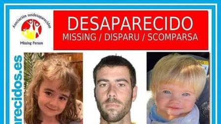 Cartel facilitado este miércoles por la organización SOS Desaparecidos para buscar al padre y las dos niñas.