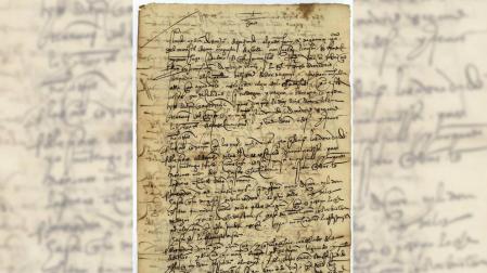 Carta sobre Hernán Cortés, escrita en 1528, que se puede ver en la exposición.