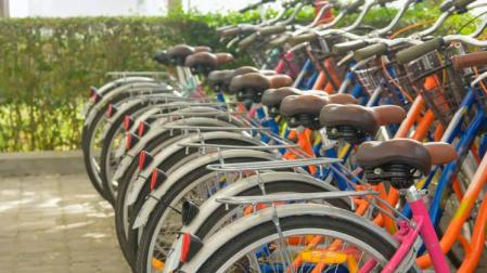 Varias bicicletas aparcadas.