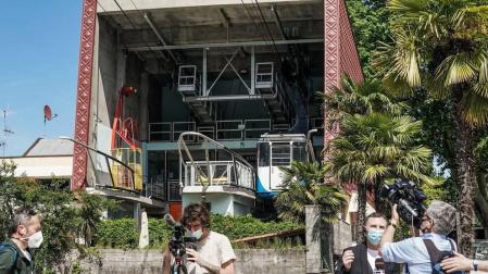 El cable que lo sustentaba se partió  en la parte más alta del recorrido
