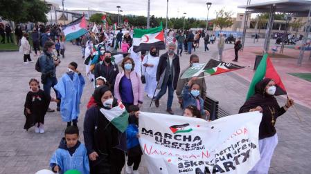 Comienzo de la 'Marcha por la Libertad del Pueblo Saharaui', este viernes en Berriozar.