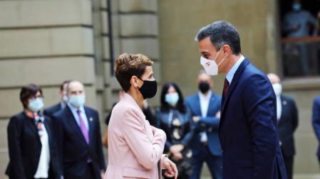 El presidente del Gobierno, Pedro Sánchez, acudió a Pamplona este viernes 13 de noviembre para reunirse con María Chivite y presentar el plan 'España Puede'.