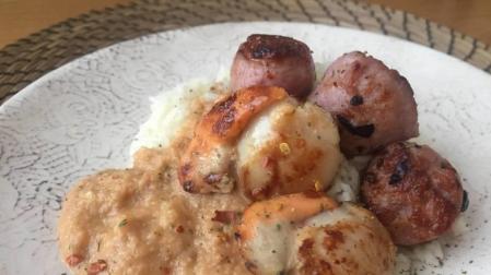 Imagen de la receta del arroz basmati con vieiras y butifarra