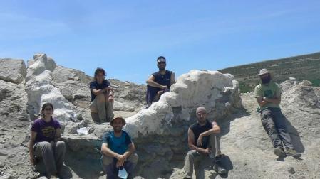 Recuperada una columna vertebral de un dinosaurio gigante en Camarillas (Teruel)