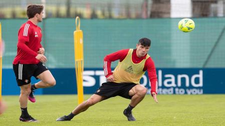 Facundo Roncaglia, en un entrenamiento de la temporada finalizada