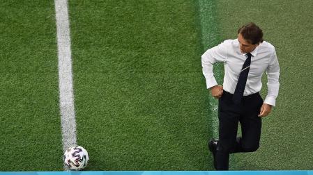 Roberto Mancini durante el partido que enfrentó a Italia con Bélgica