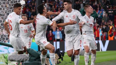 Morata, máximo goleador de la Selección Española, celebra su gol frente a Italia