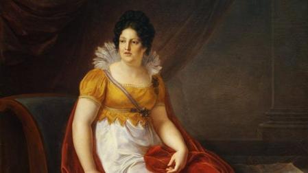 María Luisa de Borbón, Reina de Etruria (Vincenzo Camuccini, 1817). La protagonista sostiene una partitura instrumental