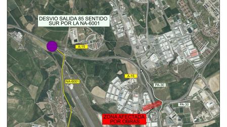 Desvíos para vehículos especiales por obras en el puente de la PA-30 sobre la AP-15